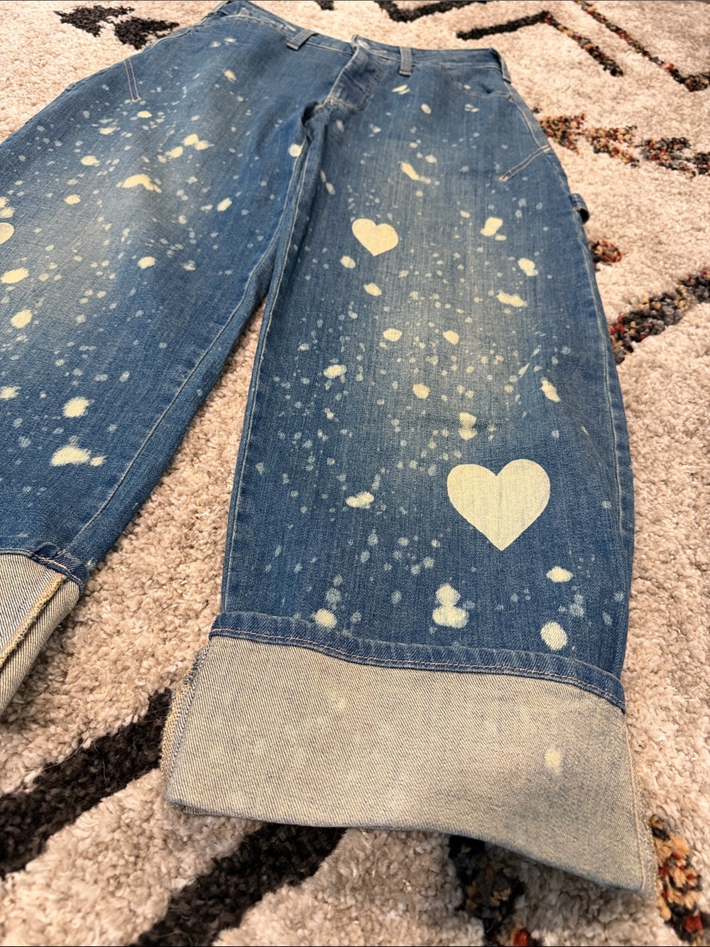 Anthropologie Blue Pilcro Kayden Heart Barrel Carpenter Jeans SZ 24 - Picture 2 of 6
